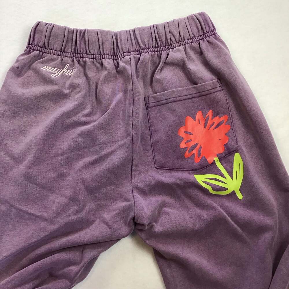 The Mayfair Group You Deserve Flowers Wide Leg Sweatpants Purple XS - Picture 12 of 14